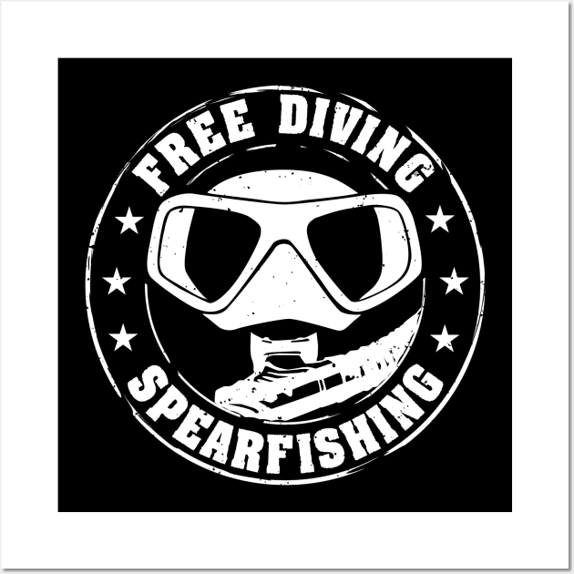 Free Diving Spearfishing Scuba Diver Wall Art by HiDearPrint